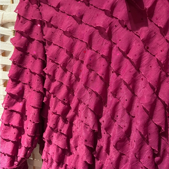 Notations Fuchsia Ruffled Blouse - Picture 2 of 8